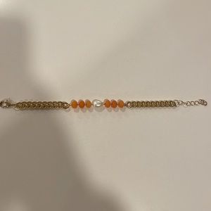 Gold pearl chain bracelet